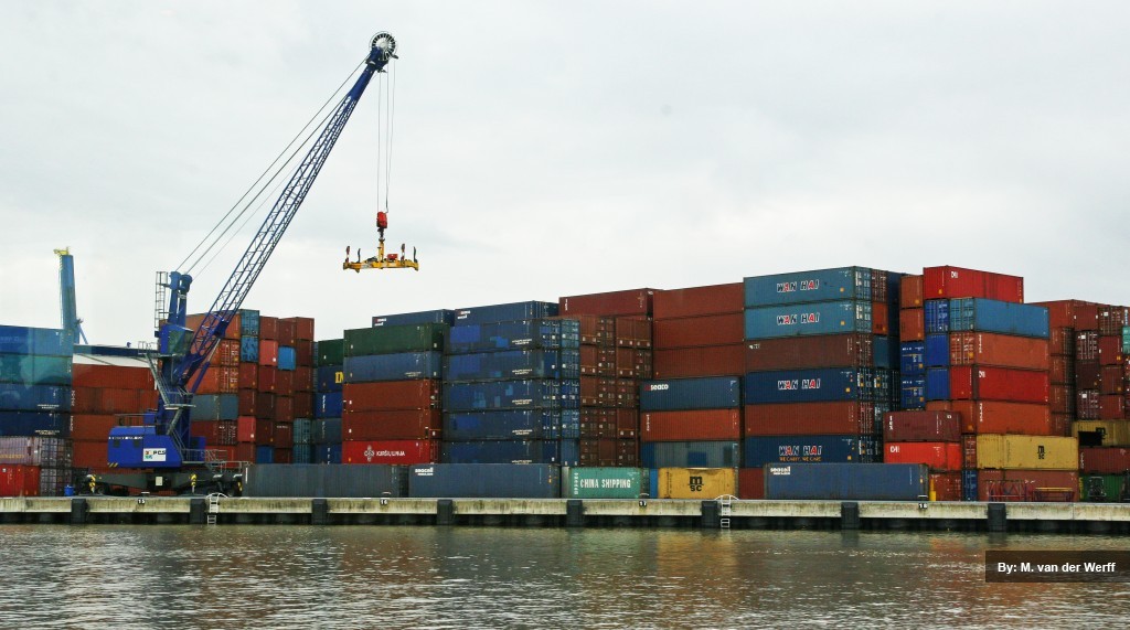Containers in Rotterdam harbour